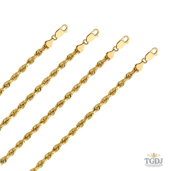 14K Yellow 6mm Solid Rope Diamond cut Chain - 8.5" - Picture 2 of 4
